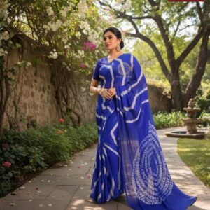 Chinon Bandhani Come Leheriya Saree