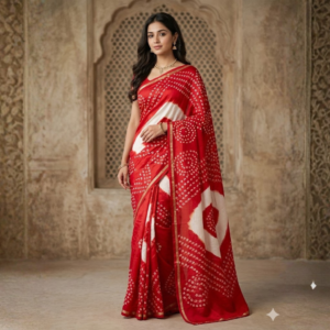 red and white saree