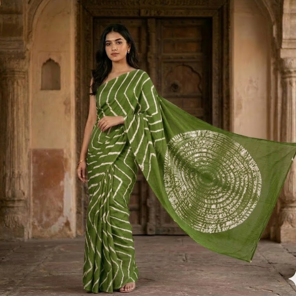 Multi Color Printed Leheriya Saree