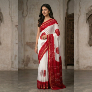 Faag Special Pure Viscose Georgette Saree With Bandhej