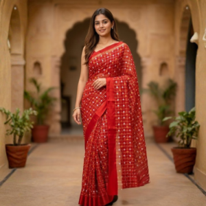 satin zari checks saree