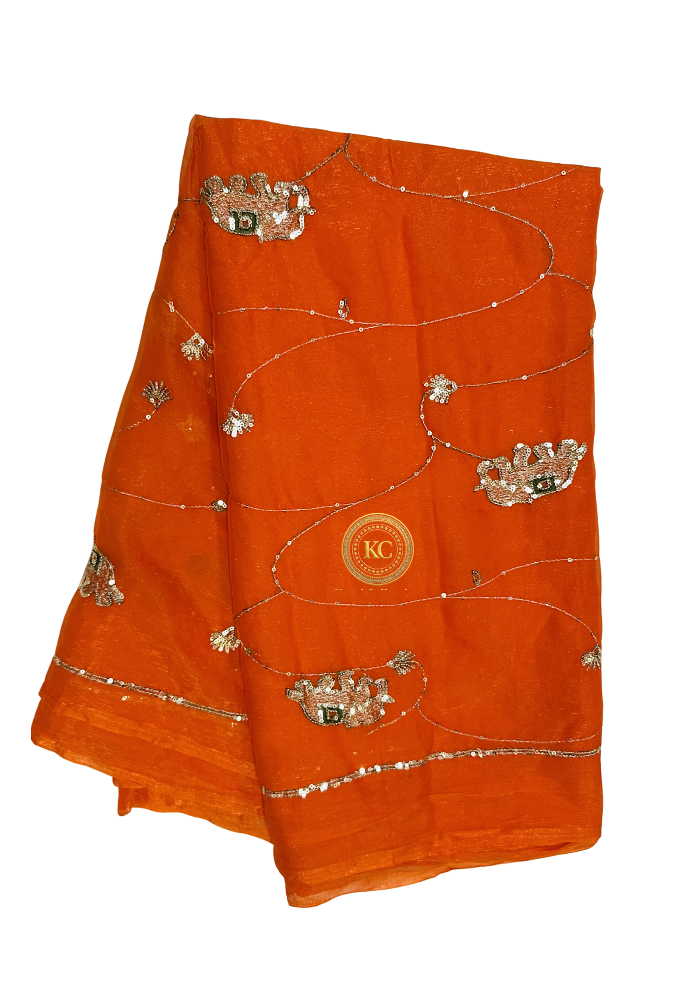 Orange partywear saree