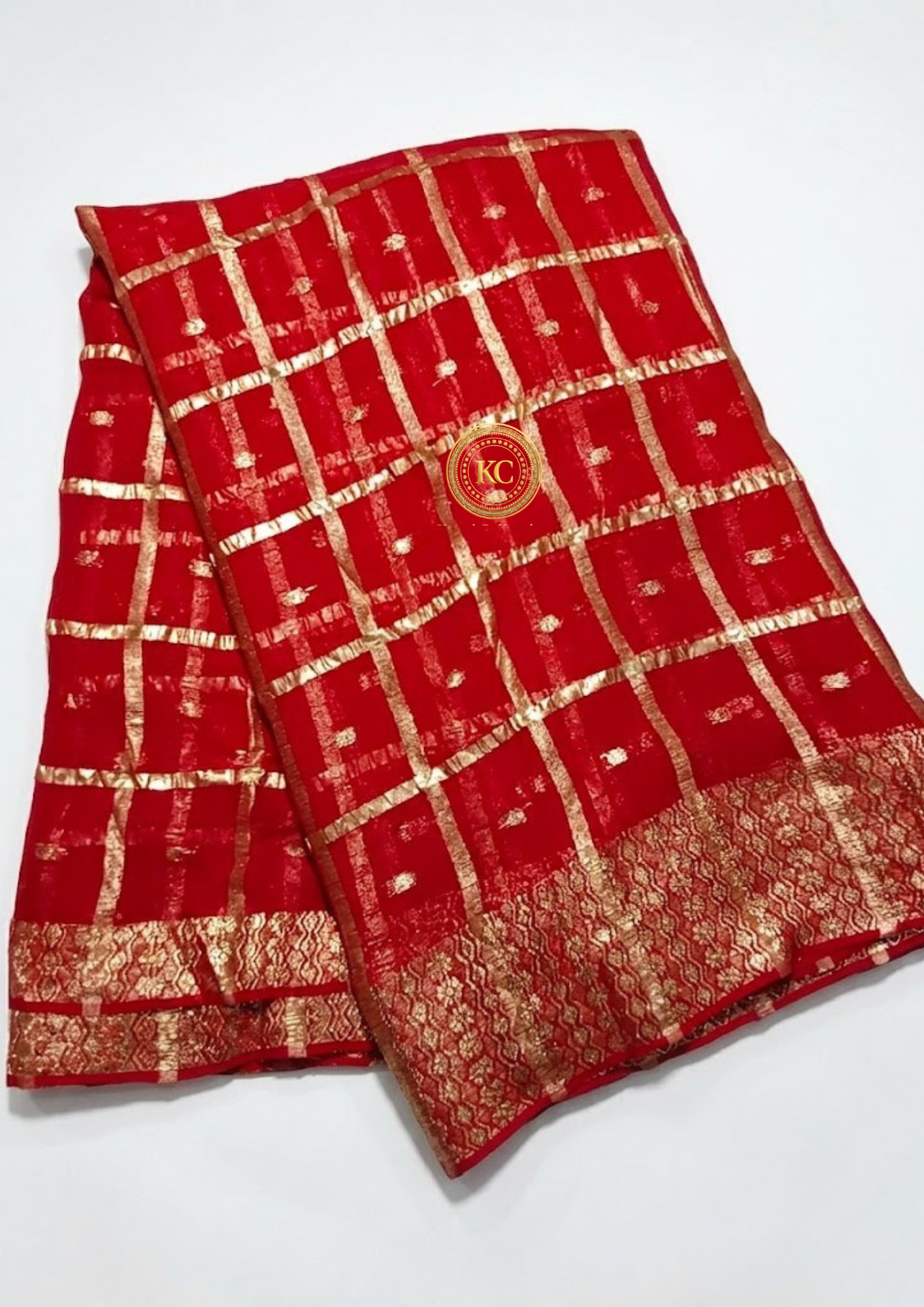 Pure Georgette Zari Checks Saree