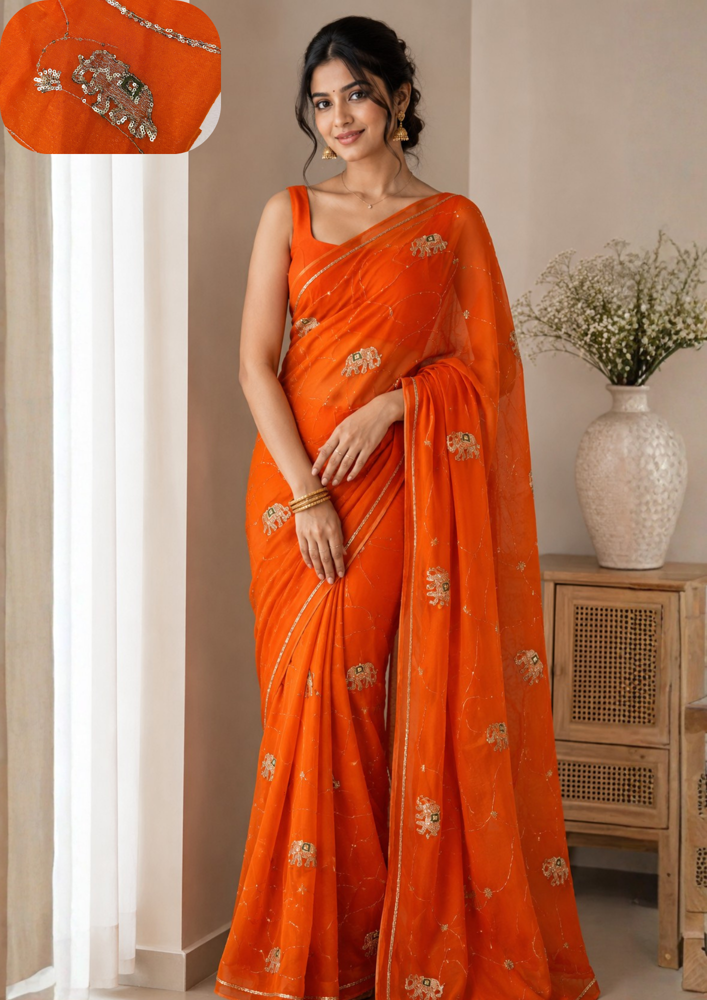 Royal Hathi Synthetic Saree