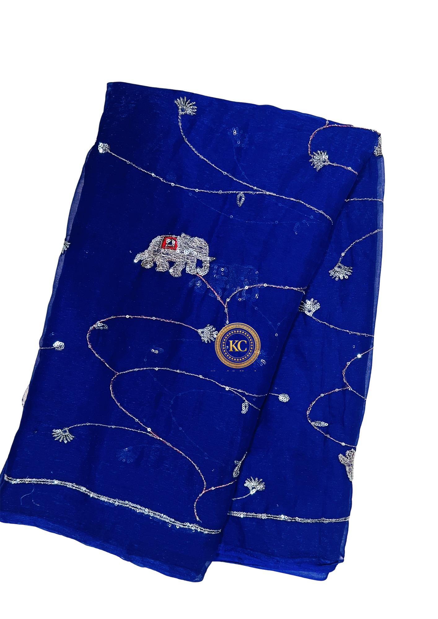 blue partywear saree